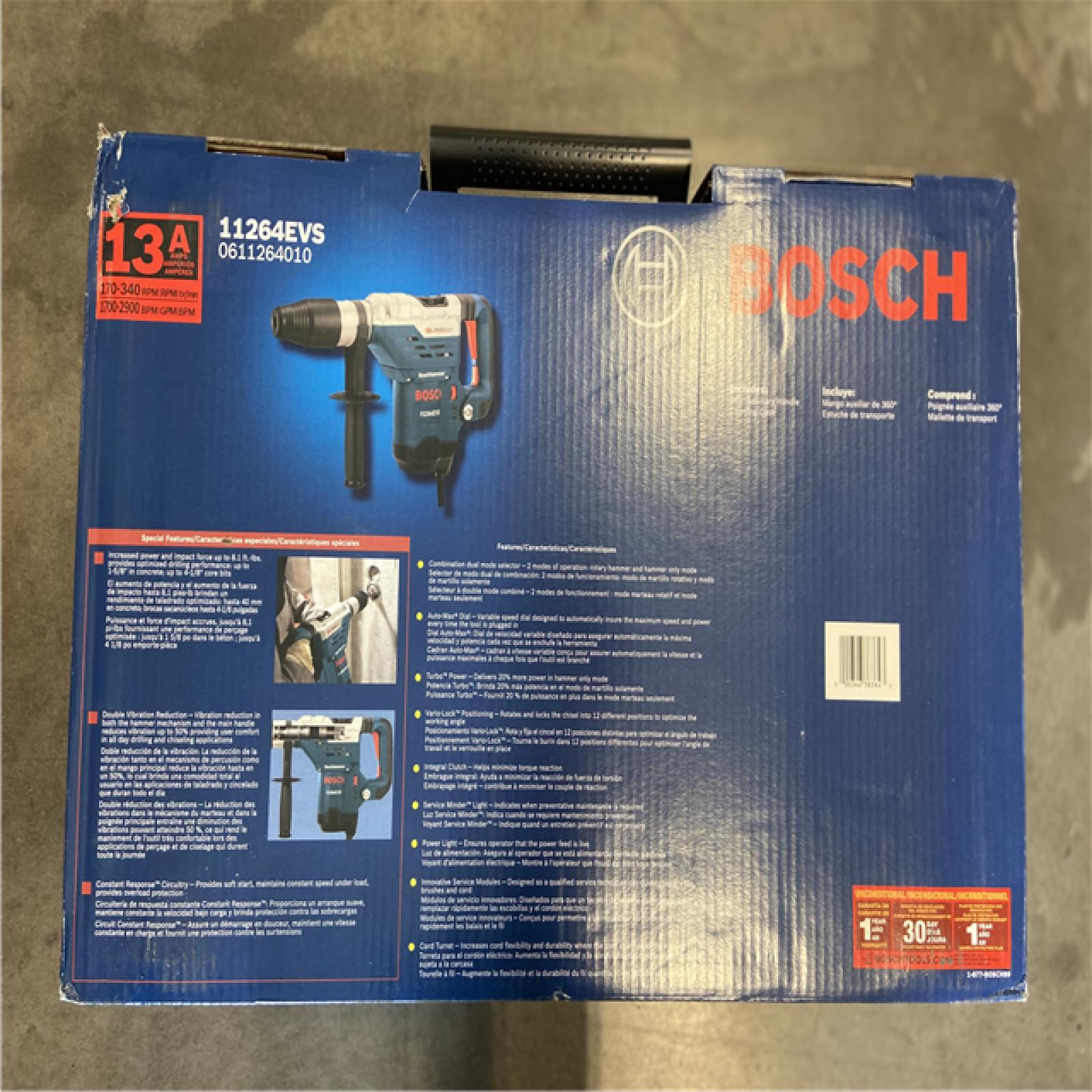 NEW! - Bosch 13 Amp Corded 1-5/8 in. SDS-max Variable Speed Rotary Hammer Drill with Auxiliary Side Handle and Carrying Case