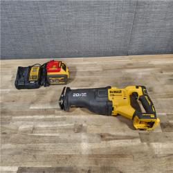 HOUSTON LOCATION - AS-IS DEWALT 20V MAX Lithium Ion Cordless Brushless Reciprocating Saw with FLEXVOLT ADVANTAGE W/ BATTERY & CHARGER