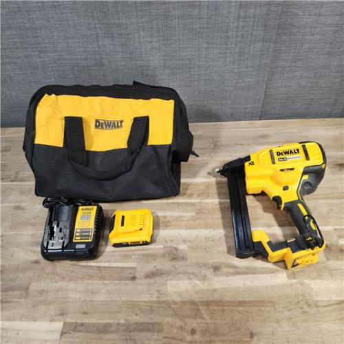 HOUSTON LOCATION - AS-IS DeWALT DCN681D1 20-Volt MAX 18ga Cordless Brushless Narrow Crown Stapler Kit w/ BATTERY & CHARGER