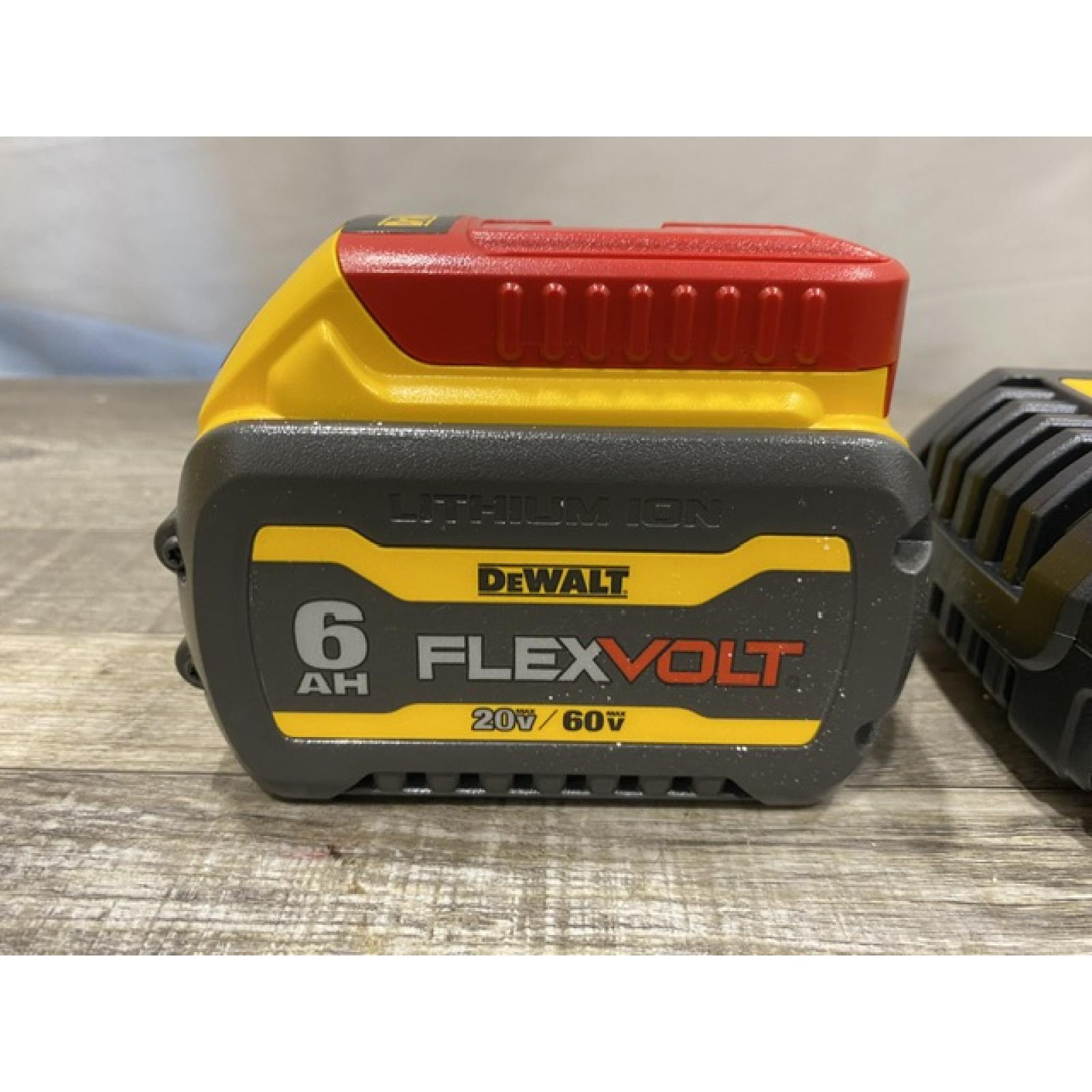 AS-IS DEWALT FLEXVOLT 20V/60V MAX Lithium-Ion 6.0Ah Battery Pack with 6 Amp Output Charger