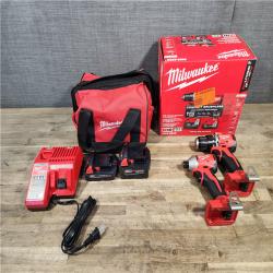 HOUSTON LOCATION - AS-IS M18 18-Volt Lithium-Ion Brushless Cordless Compact Hammer Drill/Impact Combo Kit (2-Tool) with (2) Batteries  Bag