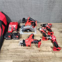 HOUSTON LOCATION - AS-IS Milwaukee 18-Volt Lithium-Ion Cordless (5-Tool) Combo Kit