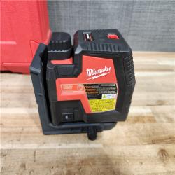 HOUSTON LOCATION - AS-IS Milwaukee Green 100 ft. Cross Line and Plumb Points Rechargeable Laser Level with REDLITHIUM Lithium-Ion
