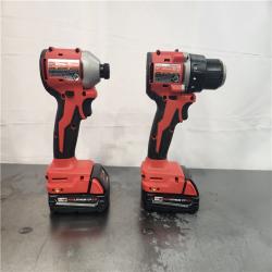 AS-IS- Milwaukee 18V Lithium-Ion Brushless Cordless Compact Drill/Impact Combo Kit
