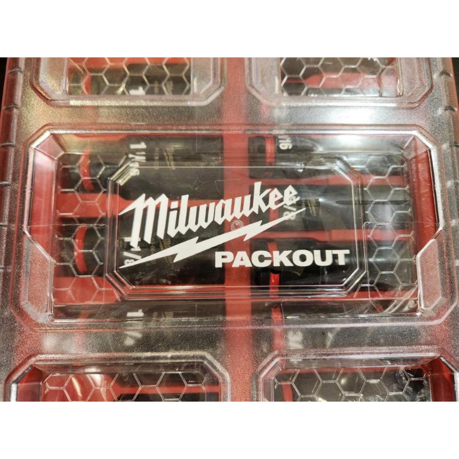 Phoenix NEW Milwaukee SHOCKWAVE Impact-Duty 1/2 in. Drive Metric and SAE Standard Impact PACKOUT Socket Set 15 pieces (SEALED)
