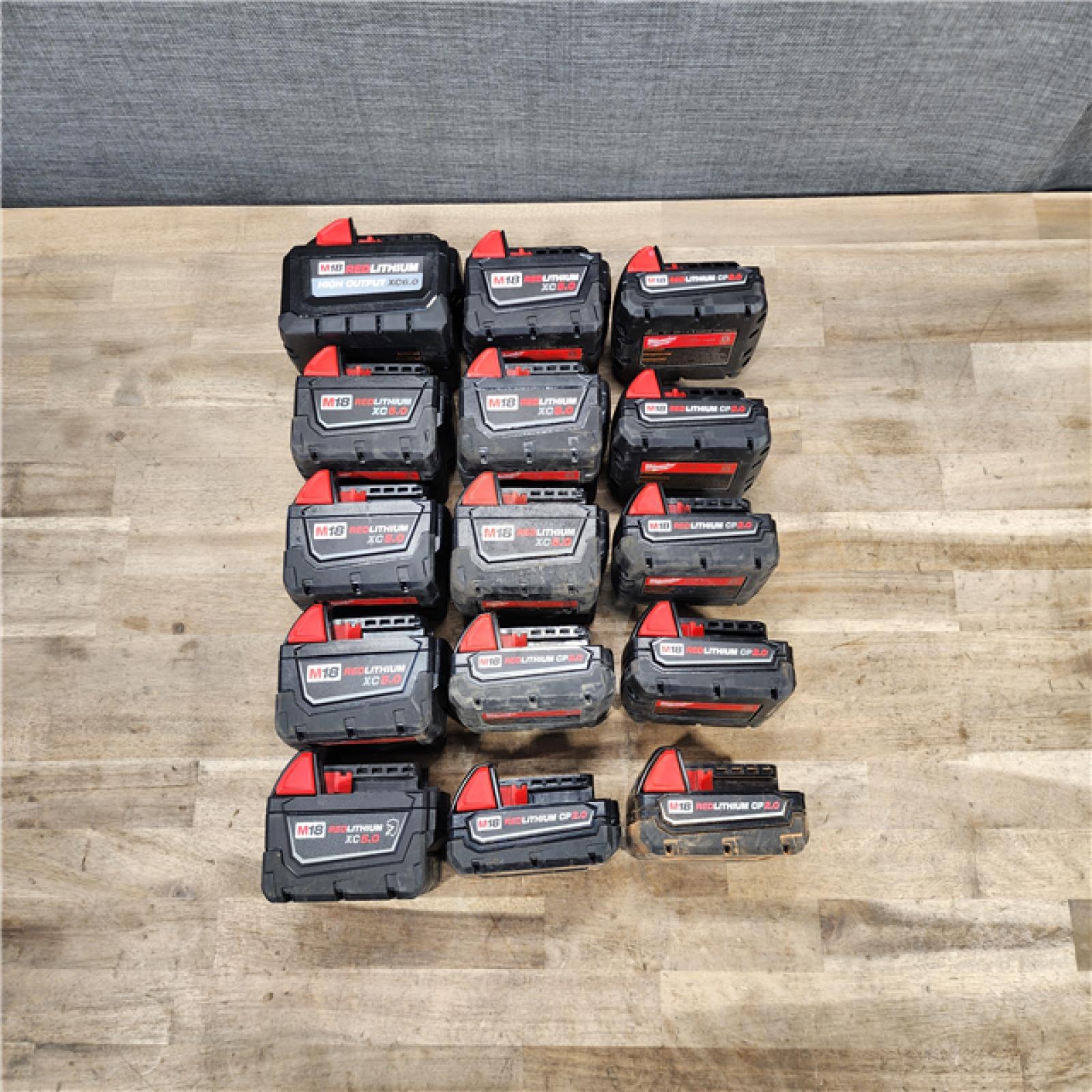 HOUSTON LOCATION - AS-IS MILWAUKEE BATTERY PACK QTY - 15