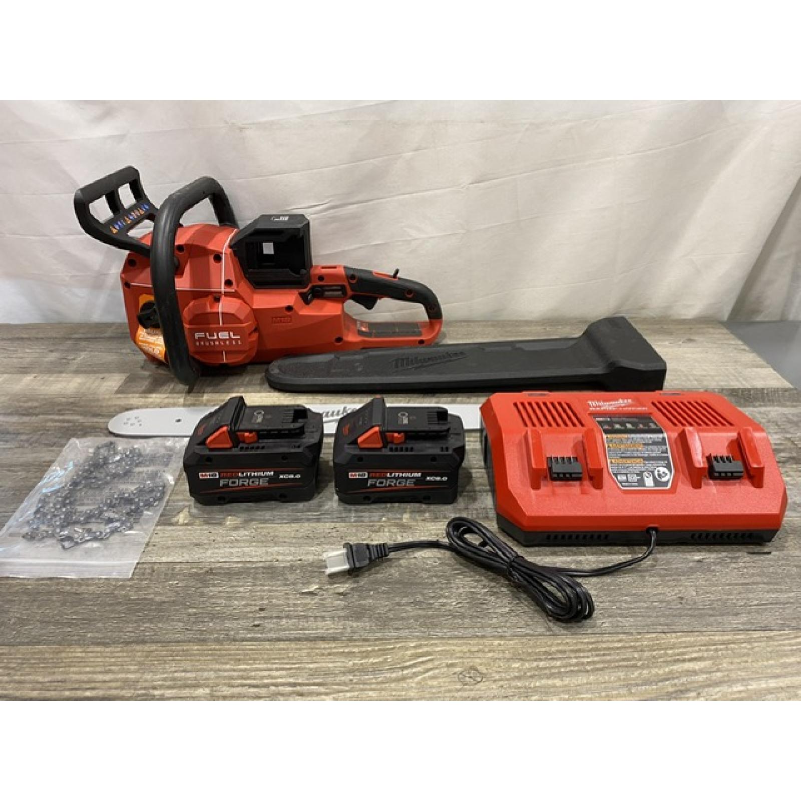AS-IS Milwaukee FUEL 18V Brushless Cordless 20 in. Dual Battery Chainsaw Kit
