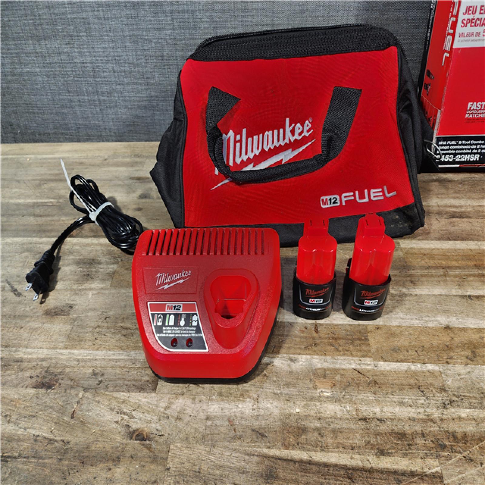 HOUSTON LOCATION - AS-IS Milwaukee M12 FUEL 12V Lithium-Ion Cordless 3/8 in. Ratchet and 1/4 in. Impact Driver Kit