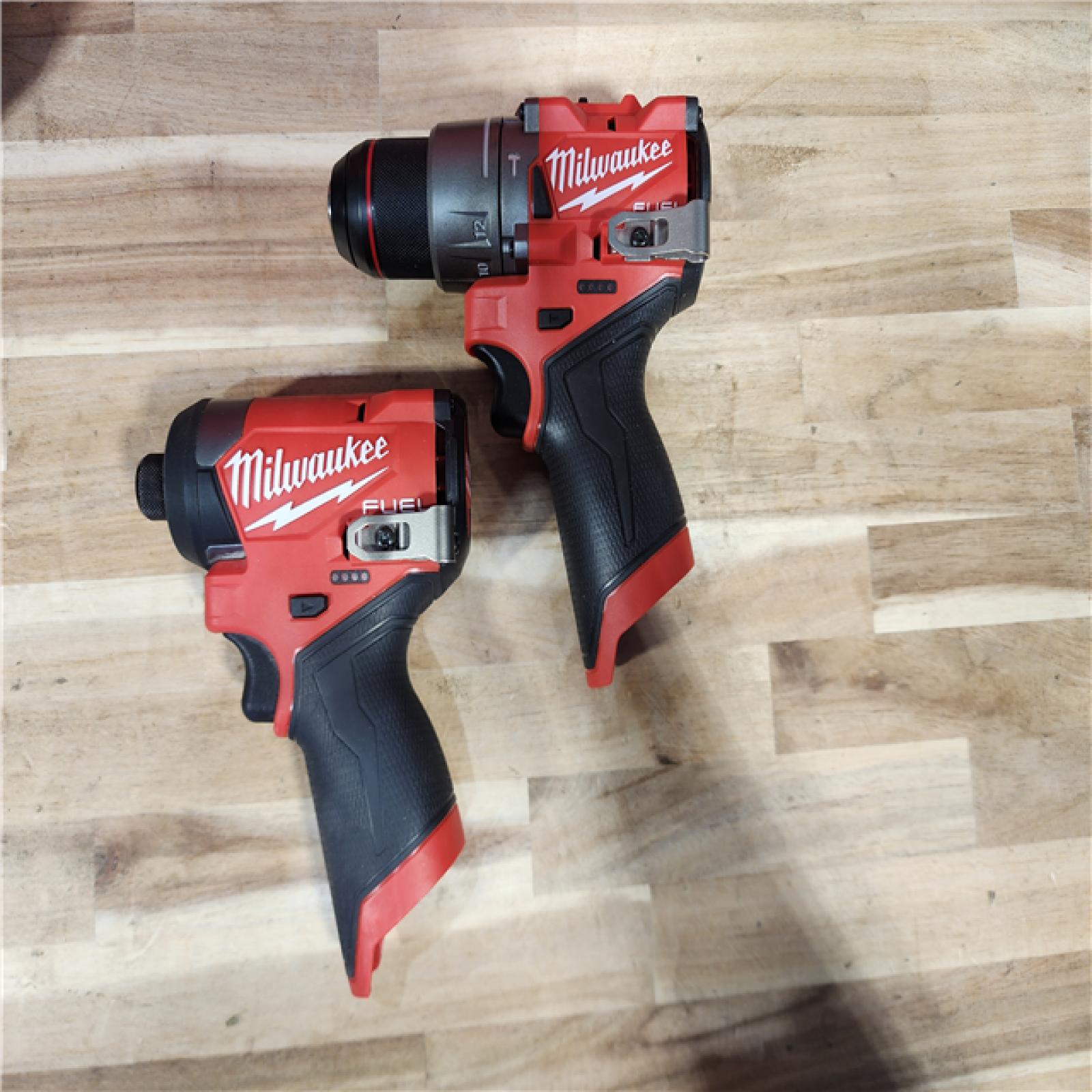 HOUSTON LOCATION - AS-IS Milwaukee FUEL 12-Volt Lithium-Ion Brushless Cordless Hammer Drill and Impact Driver Combo Kit