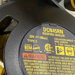 AS-IS DEWALT 20V MAX Lithium-Ion 15-Degree Electric Cordless Roofing Nailer Kit