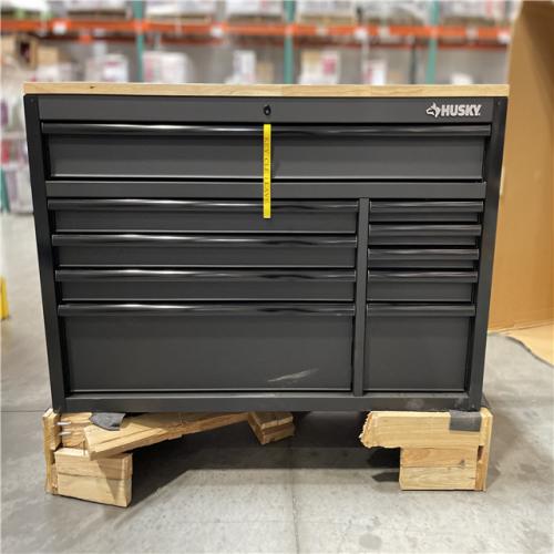 DALLAS LOCATION-  AS-IS Husky 10-Drawer Matte Black Heavy-Duty Mobile Workbench w/ Pegboard/Top Cabinets