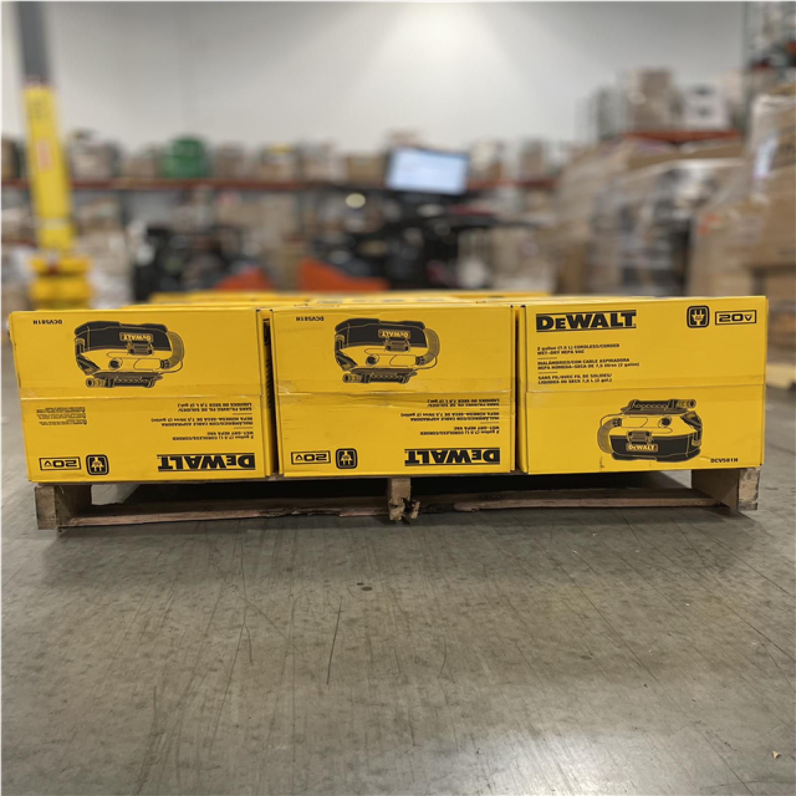 DALLAS LOCATION- NEW!- DEWALT 20V MAX 2 Gal. Cordless/Corded Wet/Dry Vacuum PALLET ( 8 UNITS)
