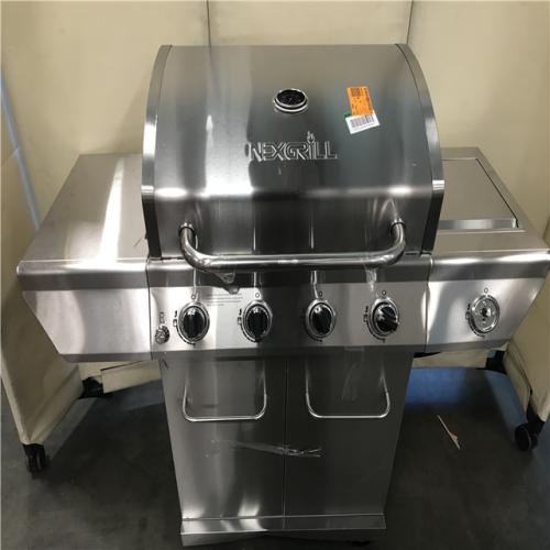 California AS-IS Nexgrill 60,000 BTU 4-Burner Propane BBQ in Stainless Steel with 626 Sq. Inches of Cooking Surface and Side Burner-Appears LIKE-NEW Condition