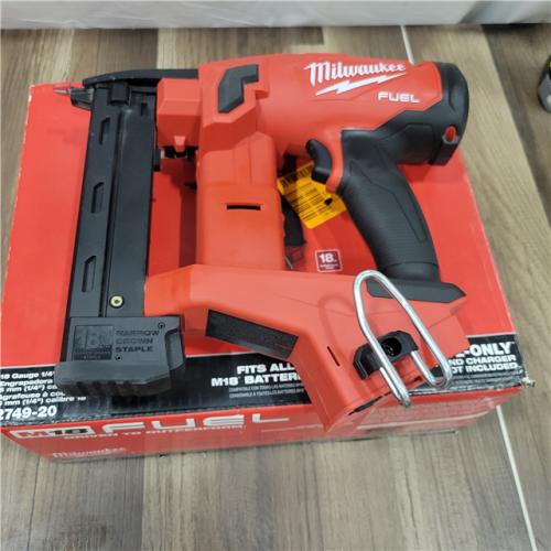 AS-IS MILWAUKEE FUEL 18-Volt Lithium-Ion Brushless Cordless 18-Gauge 1/4 in. Narrow Crown Stapler (Tool-Only)