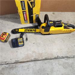 Houston location AS-IS DEWALT 60V MAX 16in. Brushless Battery Powered Chainsaw Kit with (1) FLEXVOLT 2Ah Battery & Charger