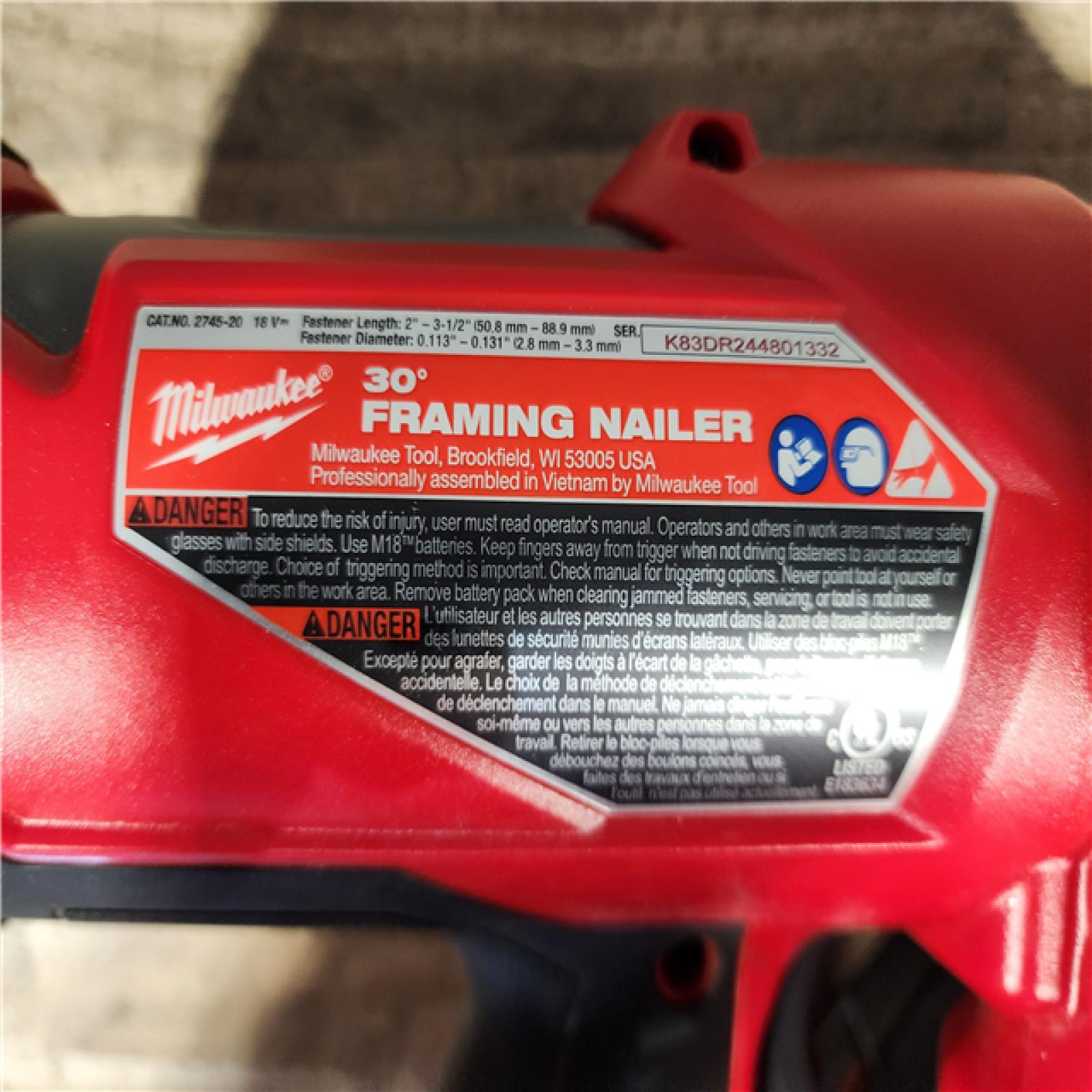 HOUSTON LOCATION - AS-IS Milwaukee FUEL 3-1/2 in. 18-Volt 30-Degree Lithium-Ion Brushless Cordless Framing Nailer (Tool-Only)