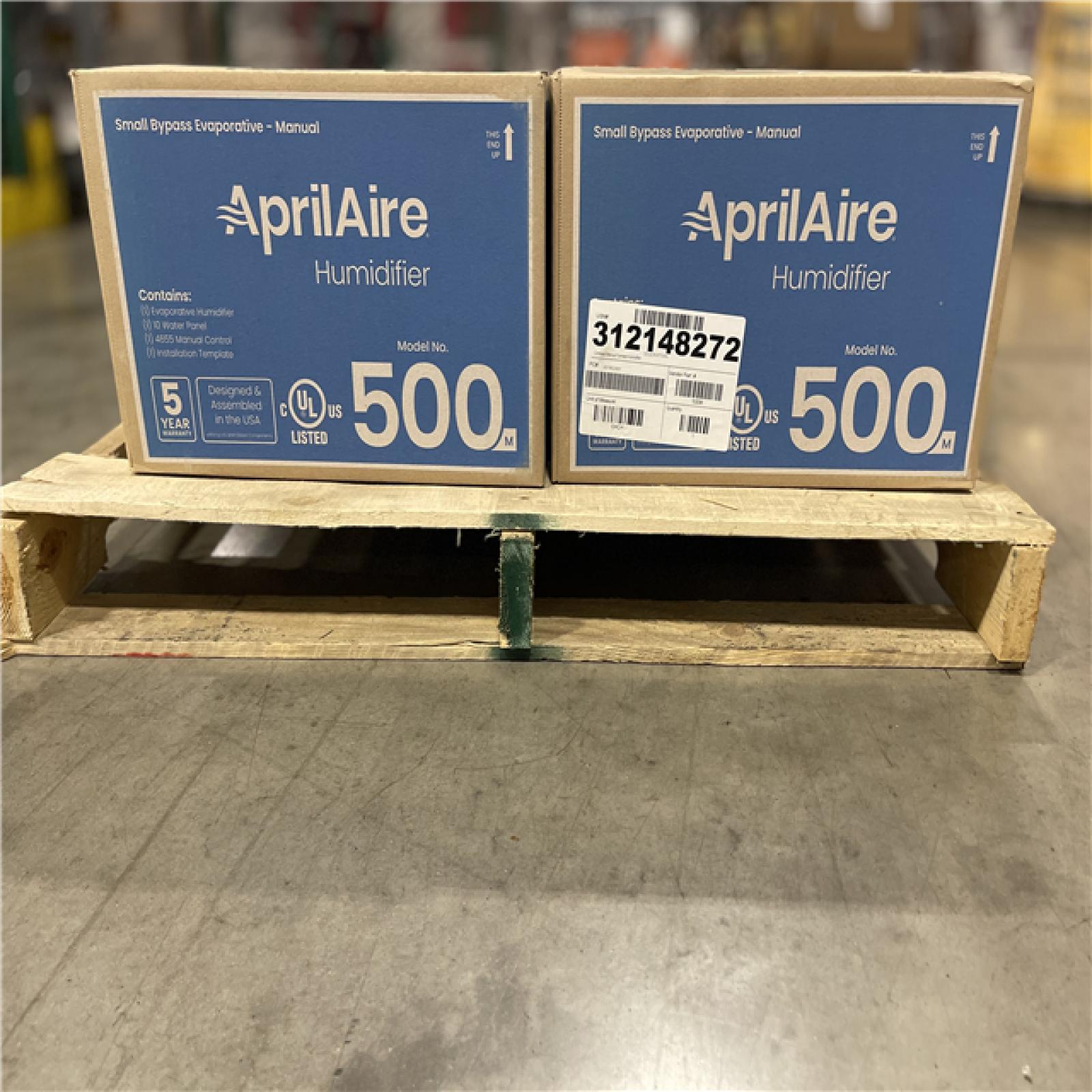 DALLAS LOCATION - AprilAire Model 500M 12 gal. for up to 3 600 sq. ft. Whole-House Small Bypass Evaporative Humidifier with Manual Control- PALLET-(6 UNITS)