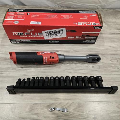 GOOD- M12 FUEL INSIDER 12V Lithium-Ion Brushless Cordless 1/4 in. - 3/8 in. Extended Reach Box Ratchet (Tool-Only)