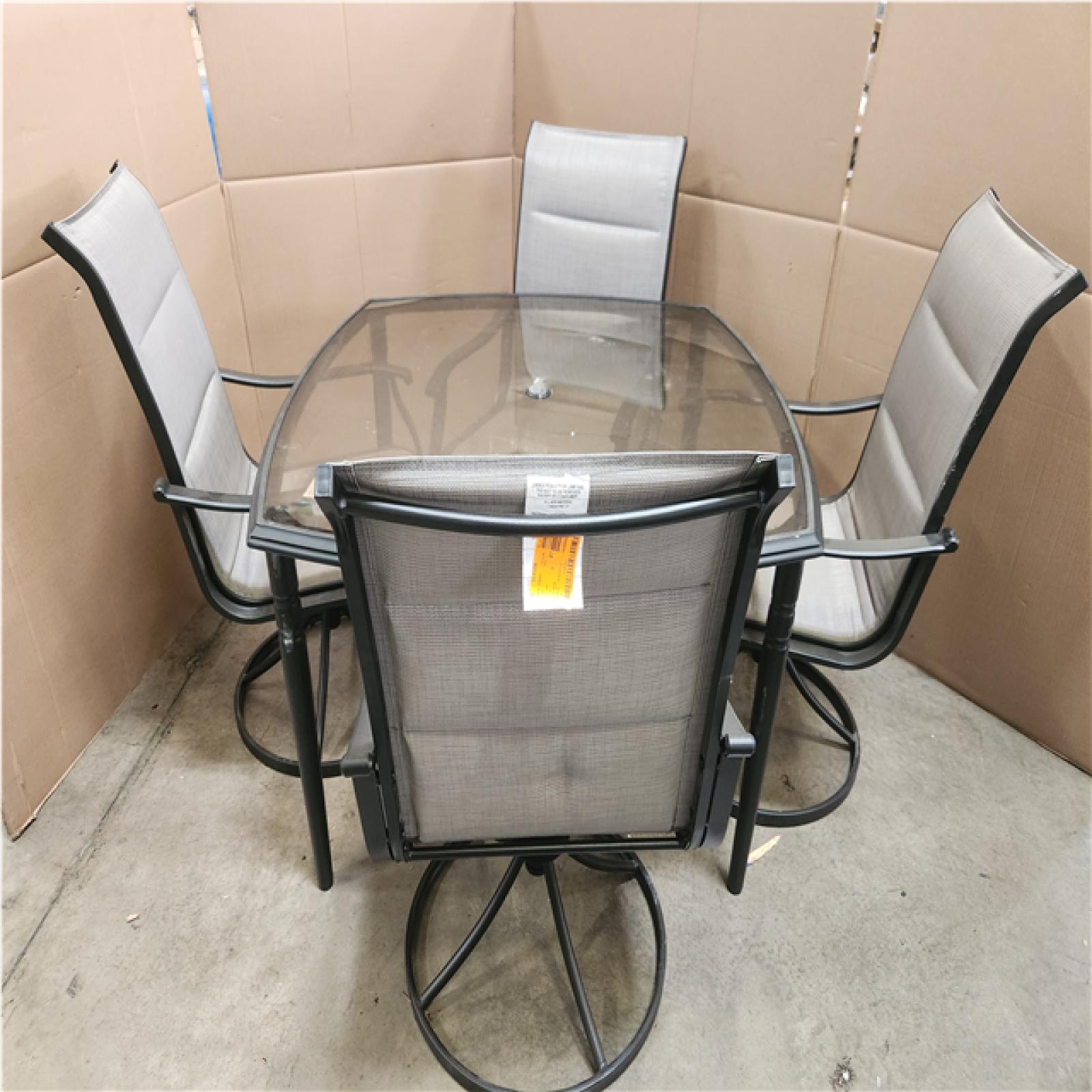 Phoenix LIKE NEW Hampton Bay Kentbury 5-Piece Steel Padded Sling Square Glass Top Outdoor Dining Set