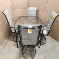 Phoenix LIKE NEW Hampton Bay Kentbury 5-Piece Steel Padded Sling Square Glass Top Outdoor Dining Set