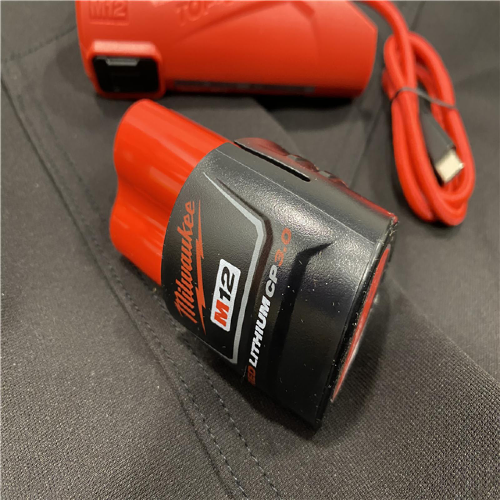 AS-IS Milwaukee Men's X-Large 12-Volt Lithium-Ion Cordless Tough Shell Black Heated Jacket Kit