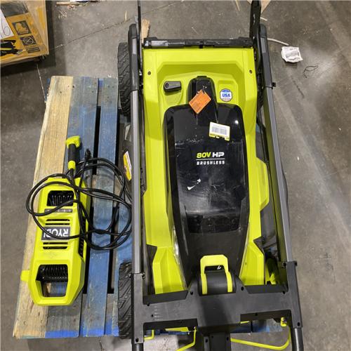 Dallas Location - As-Is RYOBI 80V HP Brushless Battery Cordless Electric 30 in. Multi-Blade Lawn Mower with Battery and Charger
