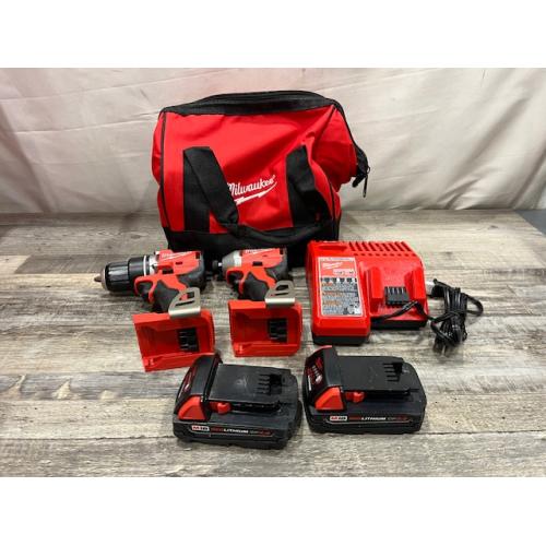 AS-IS Milwaukee 18V Lithium-Ion Brushless Cordless Compact Drill/Impact Combo Kit