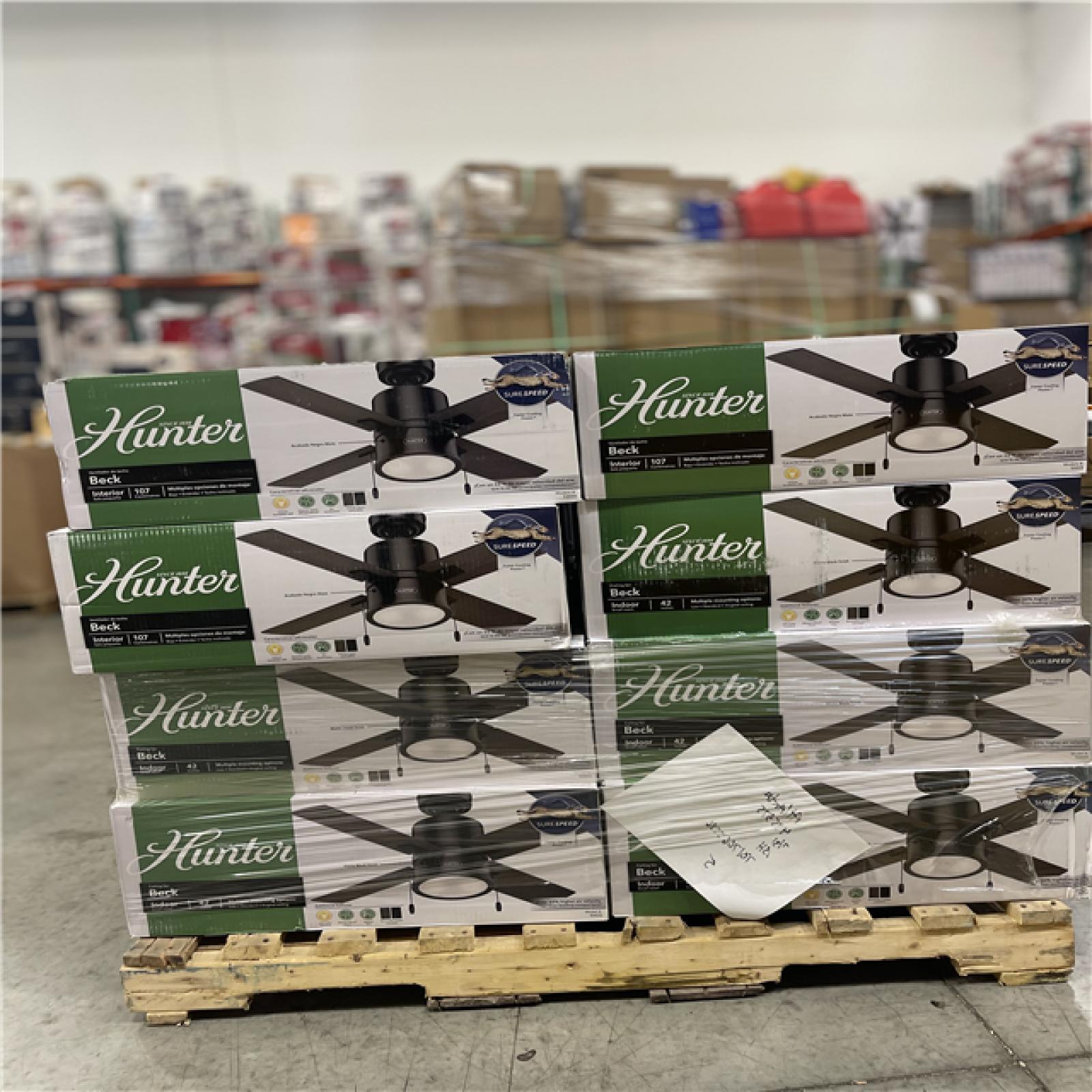 DALLAS LOCATION- Hunter 42 inch Indoor Ceiling Fan 4 Blade with LED Light Black Pallet (24 UNITS)
