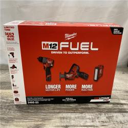 NEW - Milwaukee FUEL 12-Volt Li-Ion Brushless Cordless Hammer Drill (3-Tool) Combo Kit
