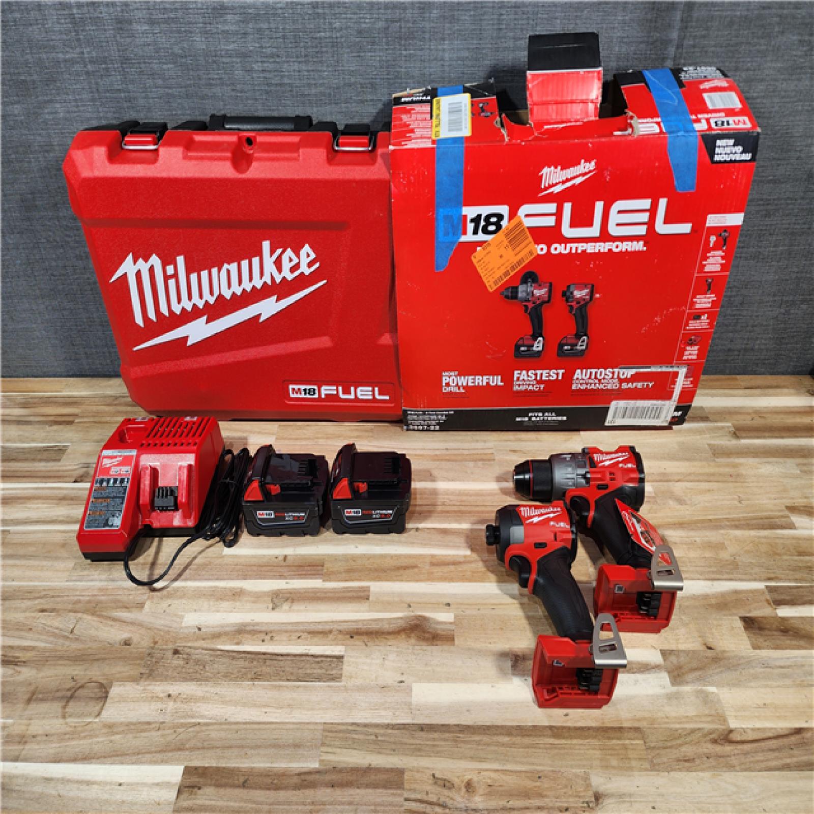 HOUSTON LOCATION - AS-IS (APPEARS LIKE NEW) Milwaukee FUEL 18V Lithium-Ion Brushless Cordless Hammer Drill and Impact Driver Combo Kit