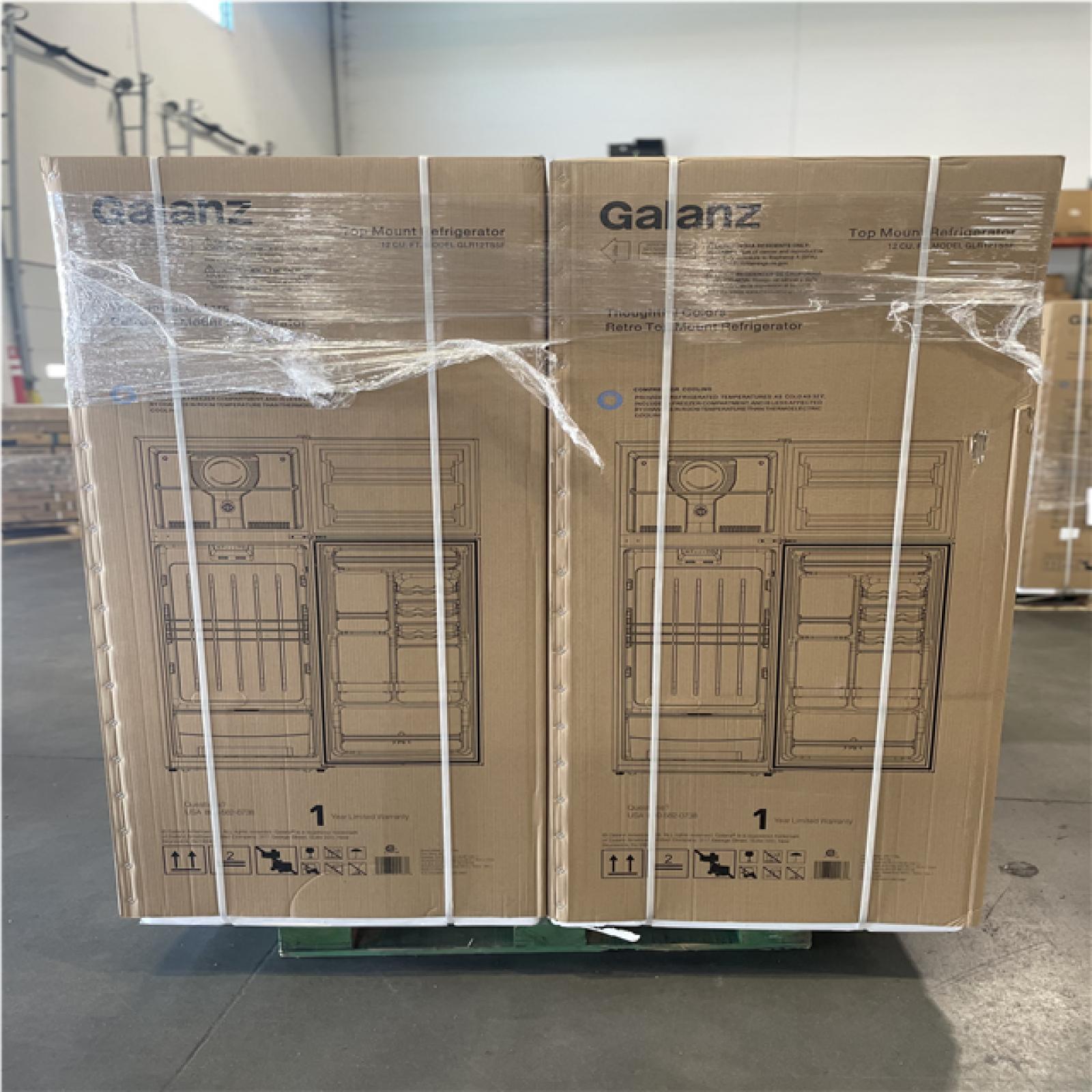 DALLAS LOCATION-Galanz 12 cu. ft. Top Freezer Refrigerator with Dual Door Frost Free in Stainless Steel PALLET-(4 UNITS)
