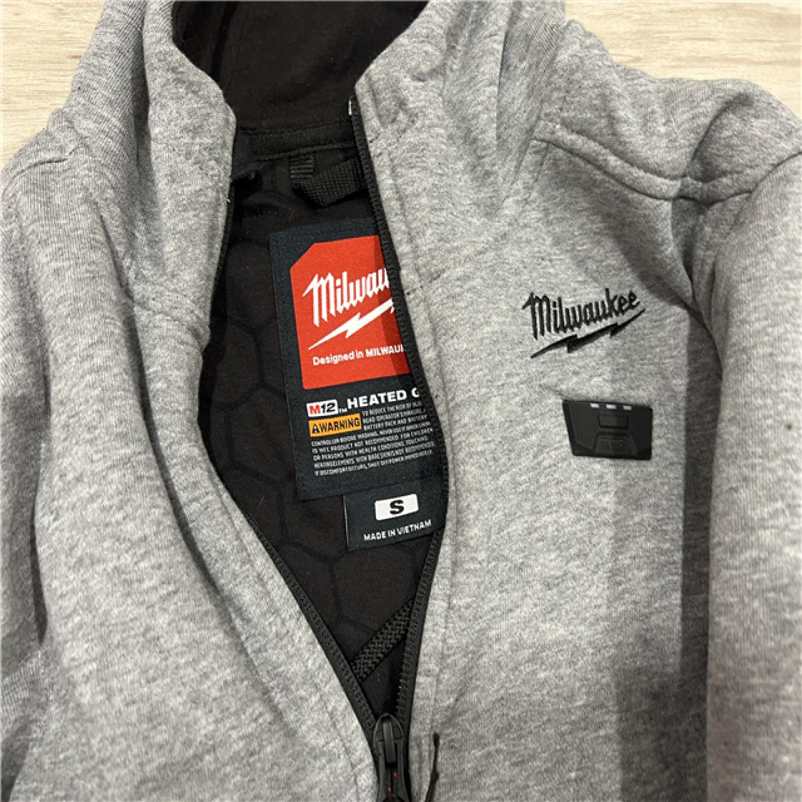 AS-IS Women's Small M12 12-Volt Lithium-Ion Cordless Gray Heated Jacket Hoodie Kit