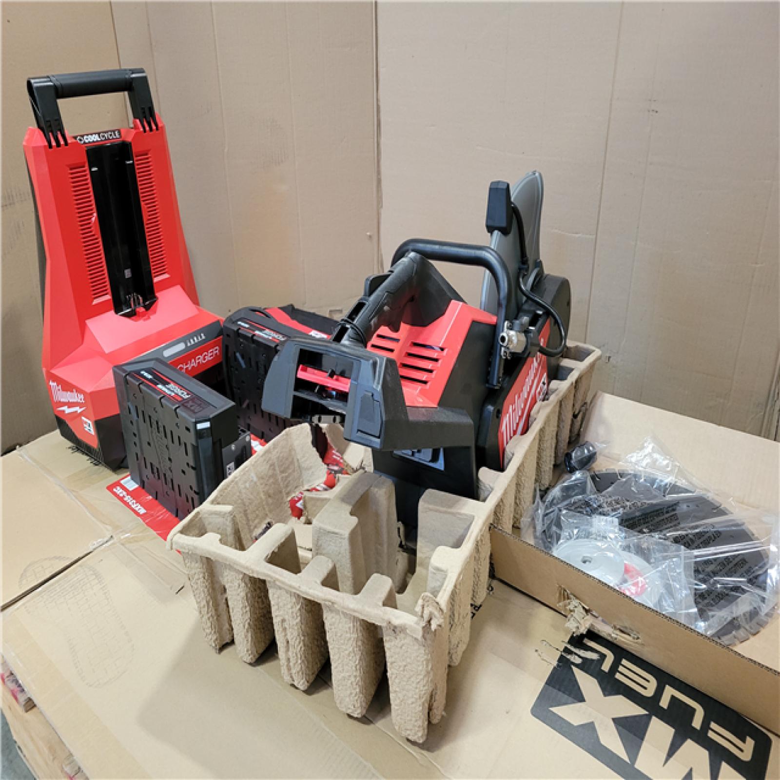 CALIFORNIA AS-IS MILWAUKEE 14 CUT-OFF SAW w/ RAPIDSTOP KIT 2 BATTERIES AND CHARGER INCLUDED