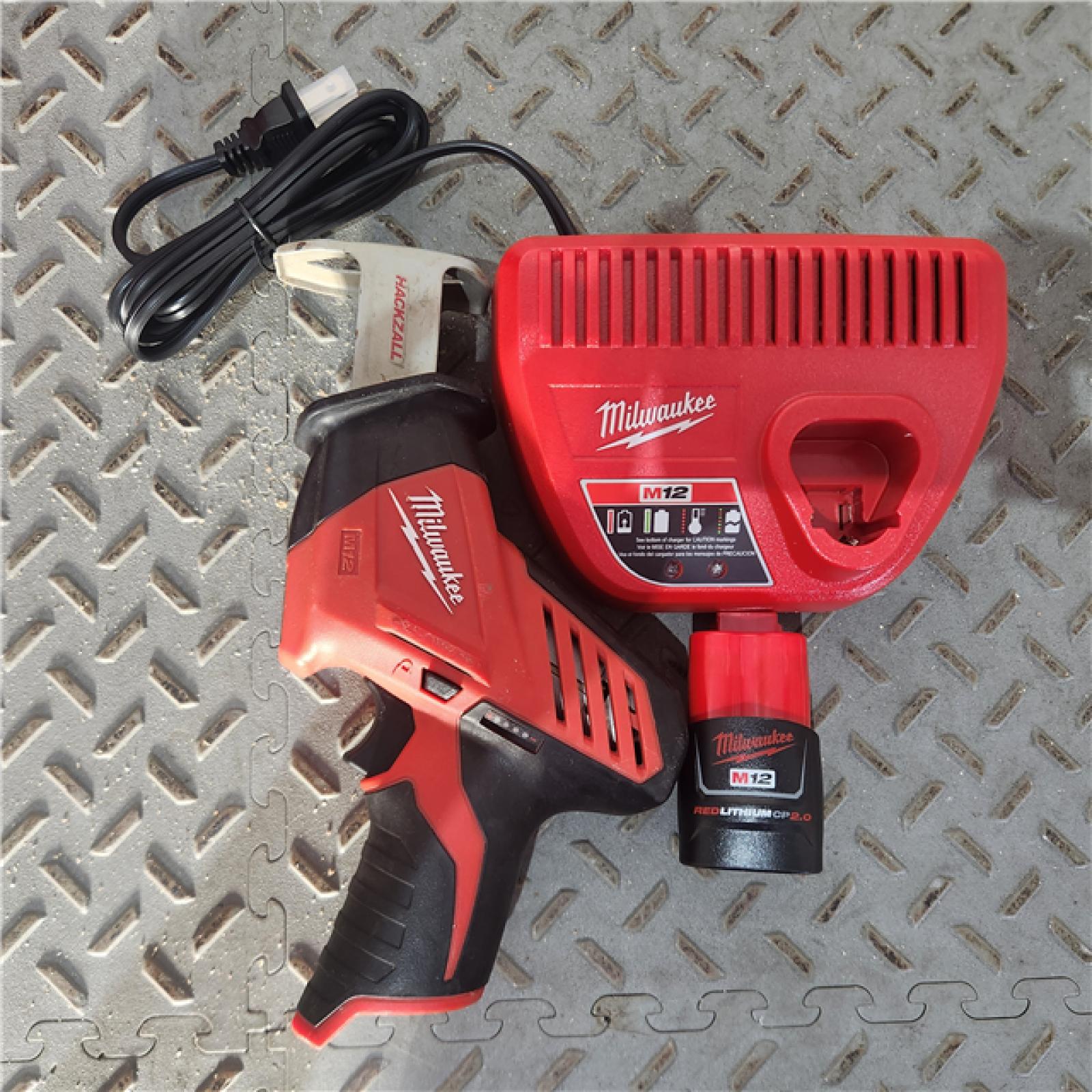 Houston Location AS IS - Milwaukee 2420-21 M12 Hackzall Cordless Reciprocating Saw Kit In Good Condition