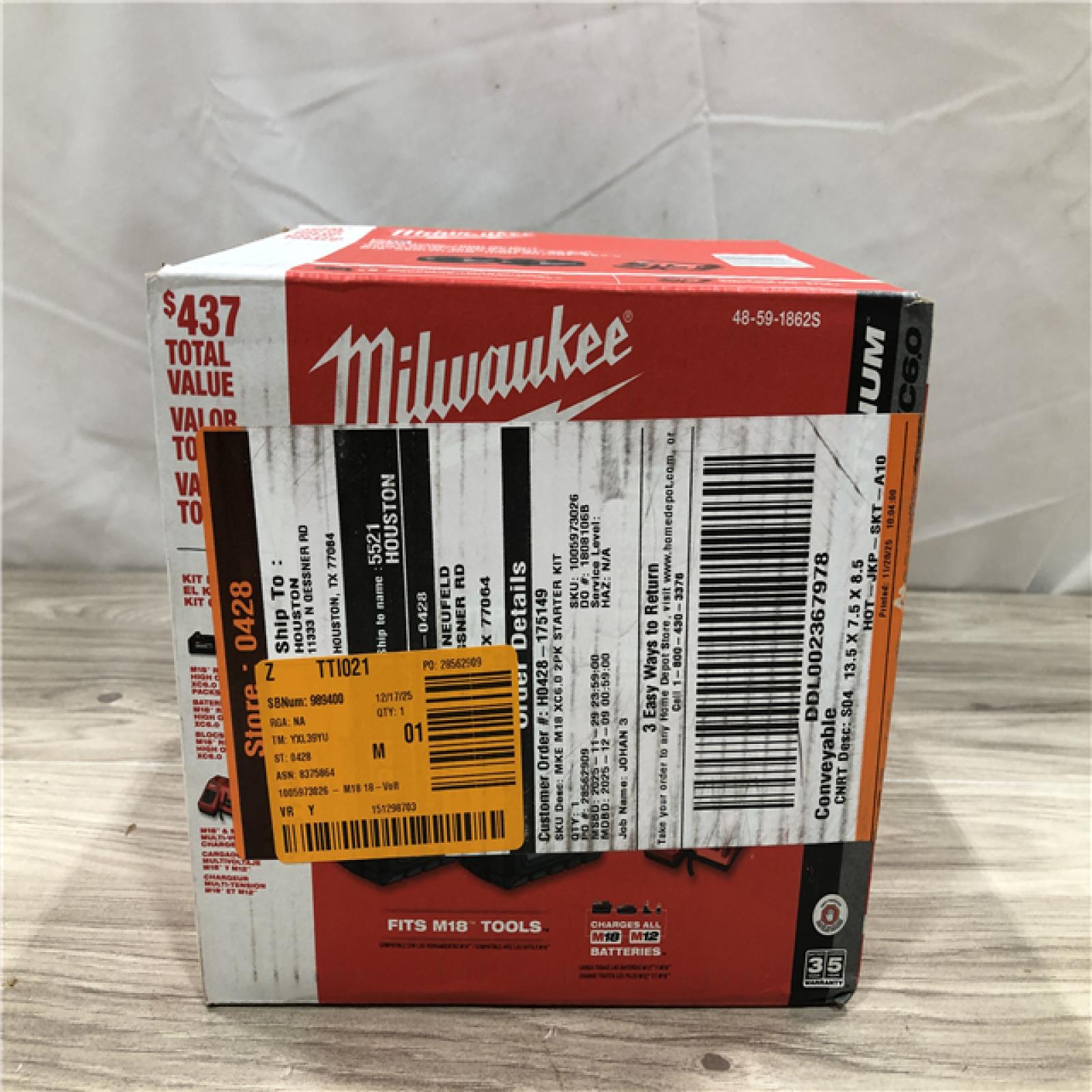 NEW! - Milwaukee 18-Volt Lithium-Ion High Output Battery Starter Kit