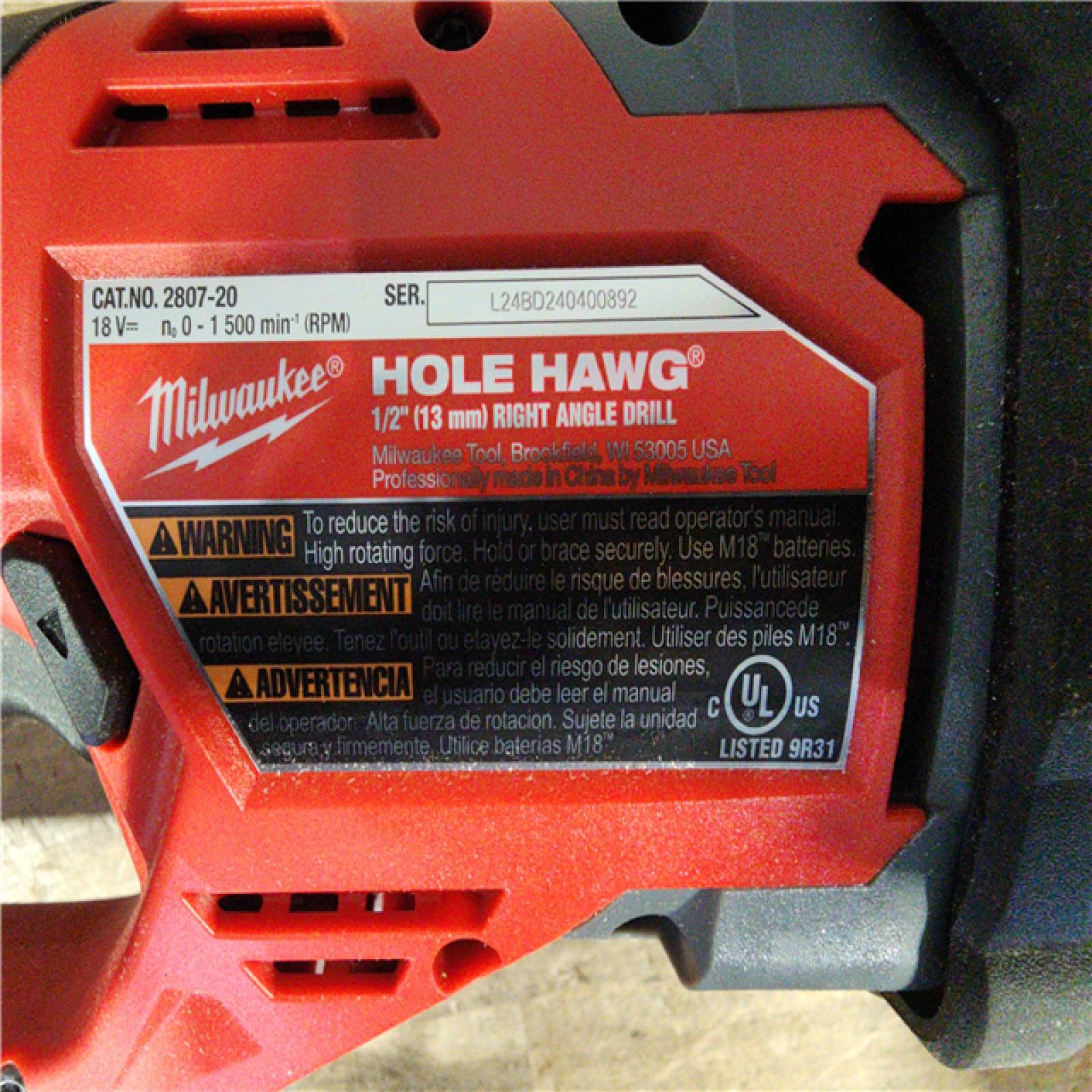 HOUSTON LOCATION - AS-IS Milwaukee M18 FUEL GEN II Brushless Cordless 1/2 in. Hole Hawg Right Angle Drill (Tool-Only)