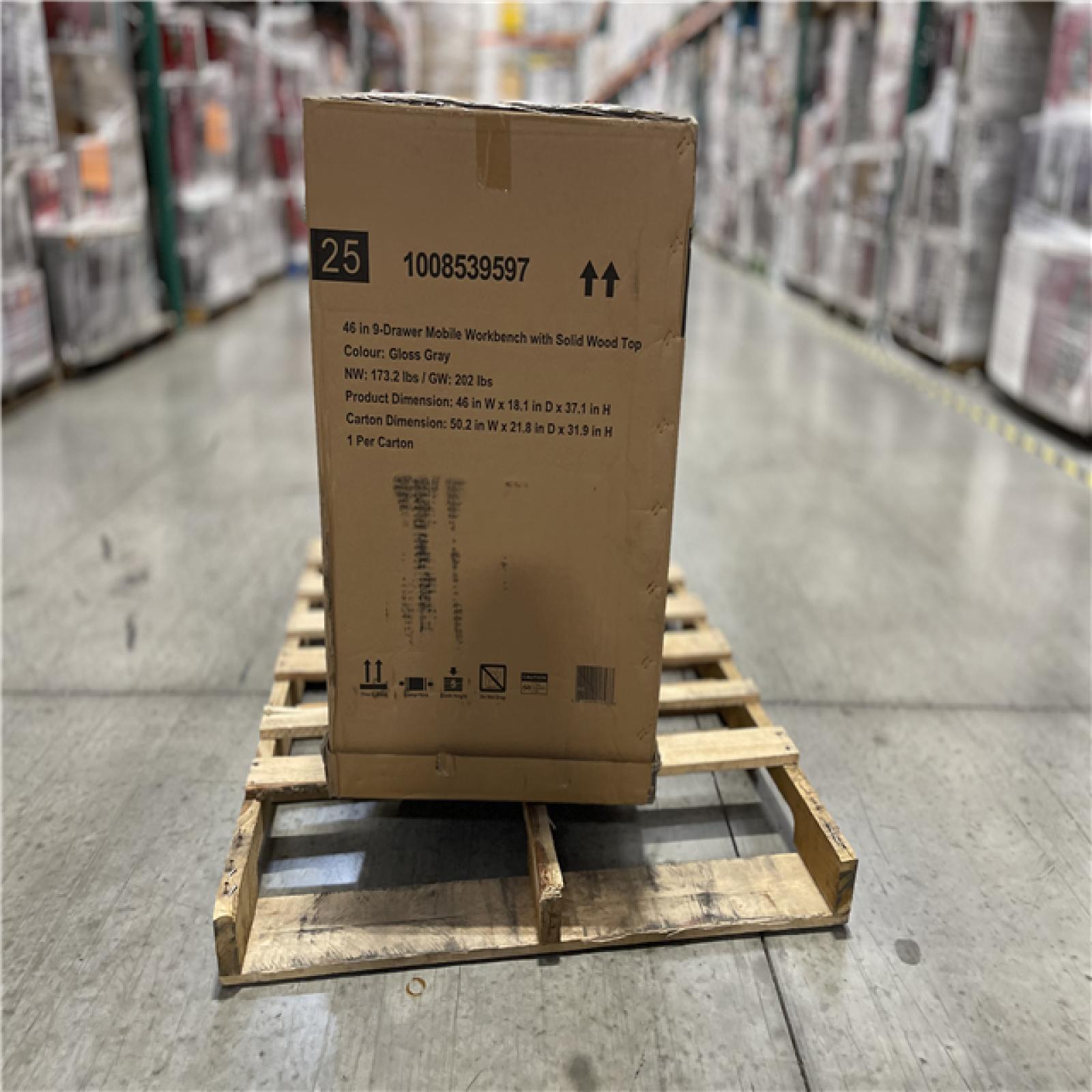 DALLAS LOCATION - Husky 9-Drawer Tool Storage 46 in. W Gloss Gray Mobile Workbench Cabinet