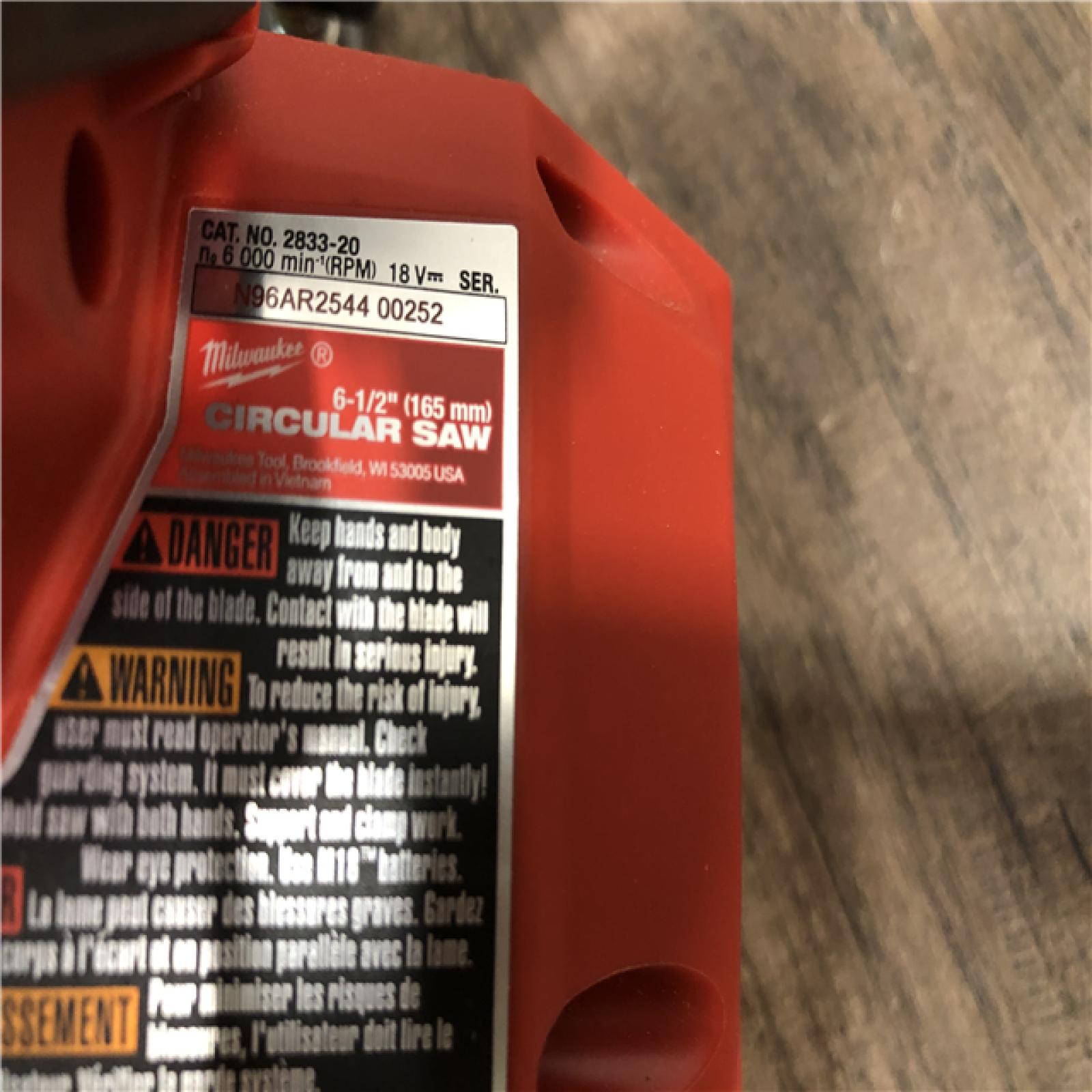 AS-IS Milwaukee FUEL 18V Lithium-Ion Brushless Cordless 6-1/2 in. Circular Saw (Tool-Only)