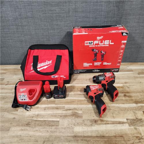 HOUSTON LOCATION - AS-IS (APPEARS LIKE NEW) Milwaukee  FUEL 12-Volt Lithium-Ion Brushless Cordless Hammer Drill and Impact Driver Combo Kit
