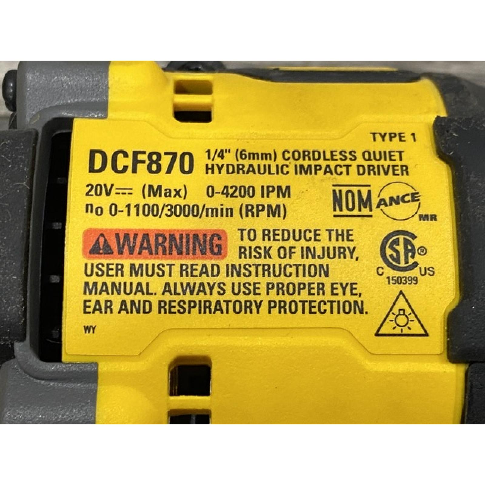 AS-IS DEWALT 20V XR Brushless Cordless 1/4 in. Quiet Hydraulic Impact Driver (Tool-Only)