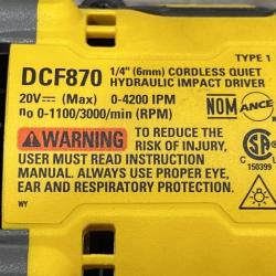 AS-IS DEWALT 20V XR Brushless Cordless 1/4 in. Quiet Hydraulic Impact Driver (Tool-Only)