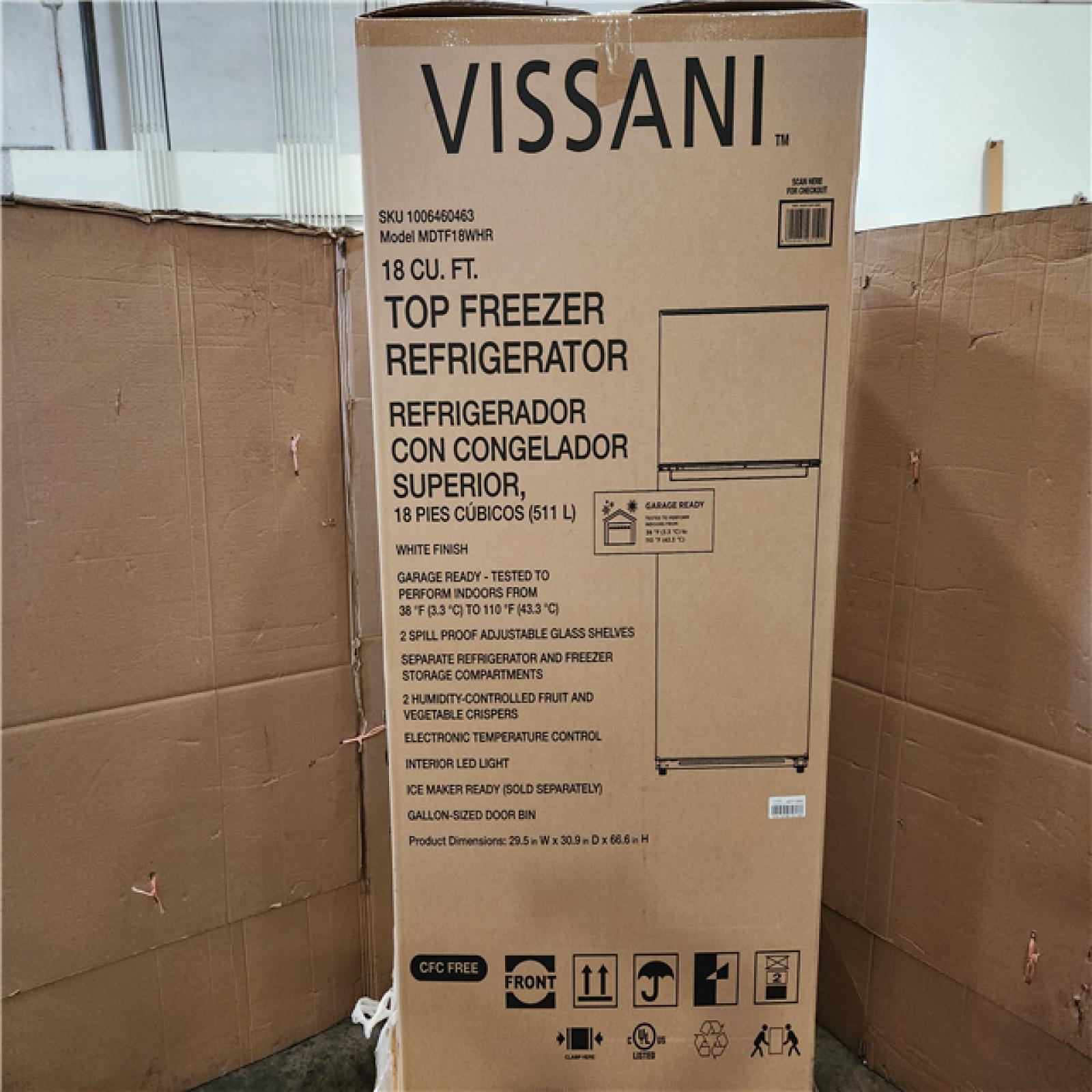 Phoenix NEW Vissani 18 cu. ft. Top Freezer Refrigerator DOE in White
