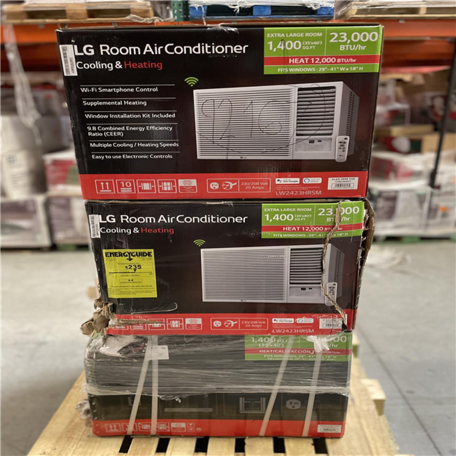 DALLAS LOCATION- AS-IS LG 23,000 BTU 230/208-Volt Window Air Conditioner Unit PALLET (3 UNITS)