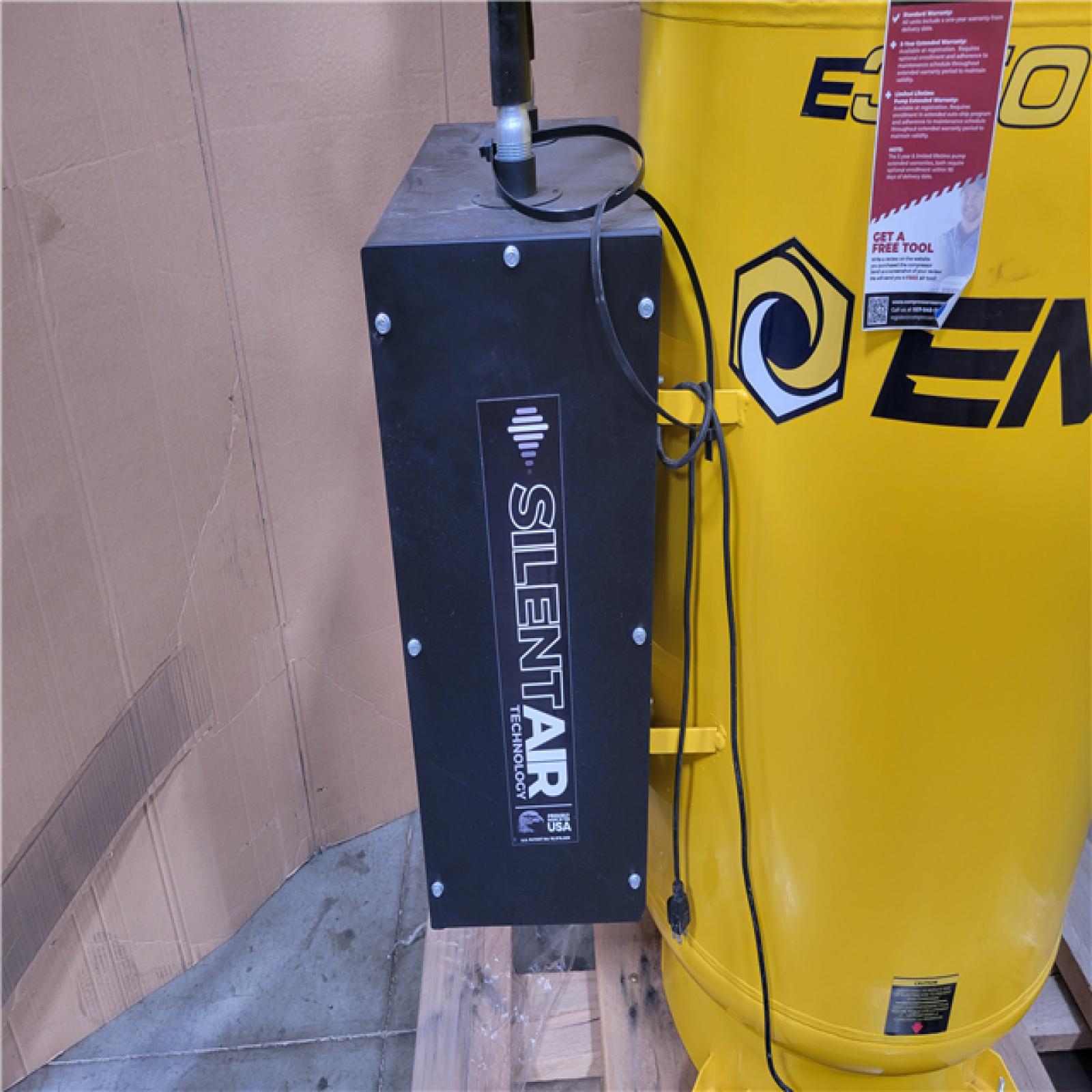 CALIFORNIA AS-IS EMAX 80 GAL. 175 PSI SILENT AIR ELECTRIC AIR COMPRESSOR WITH ISOLATOR PADS