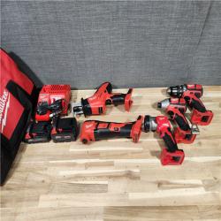 HOUSTON LOCATION - AS-IS MILWAUKEE 5 TOOL COMBO KIT W/ (2) BATTERY & CHARGER