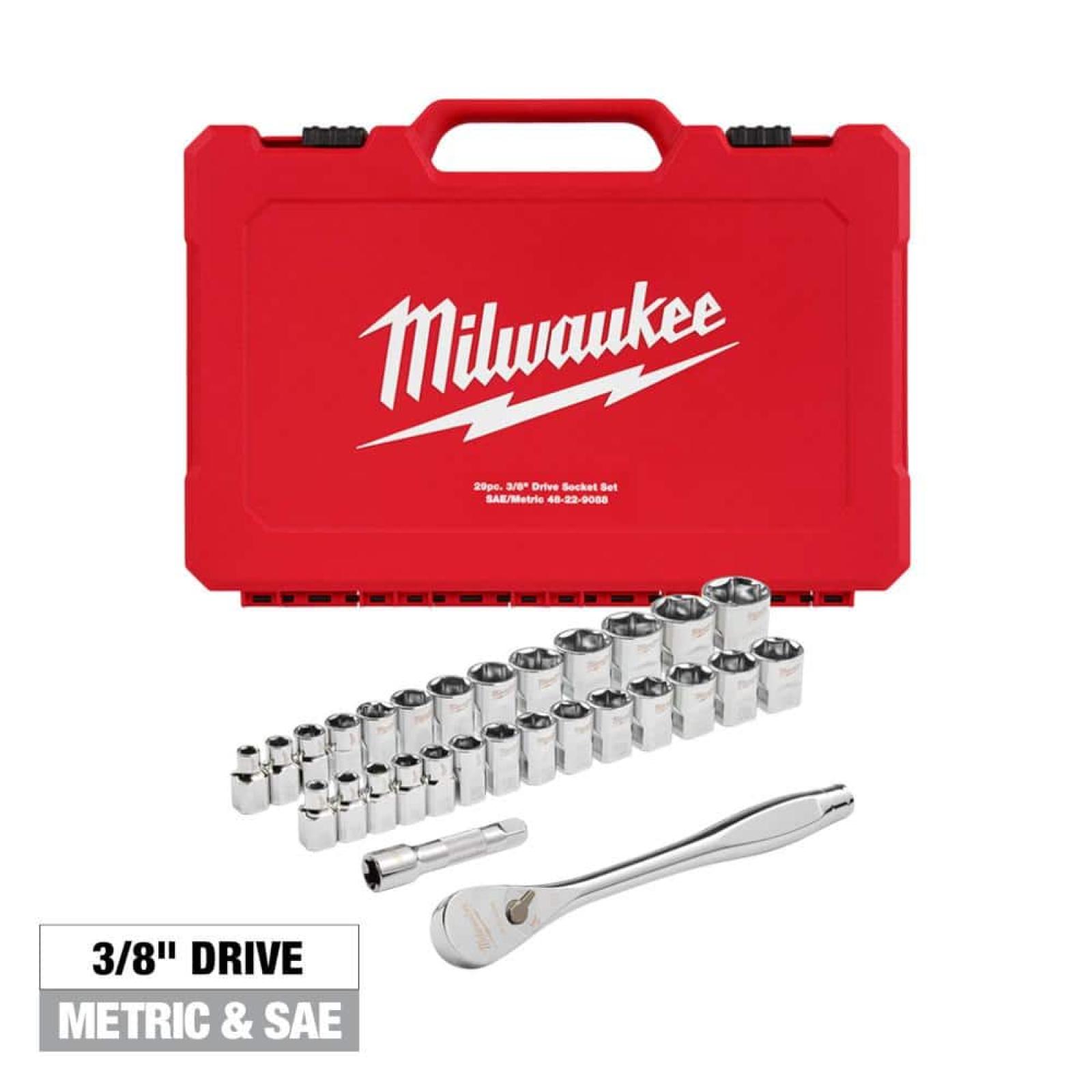 LIKE-NEW- 3/8 in. Drive SAE/Metric Ratchet and Socket Mechanics Tool Set (29-Piece)