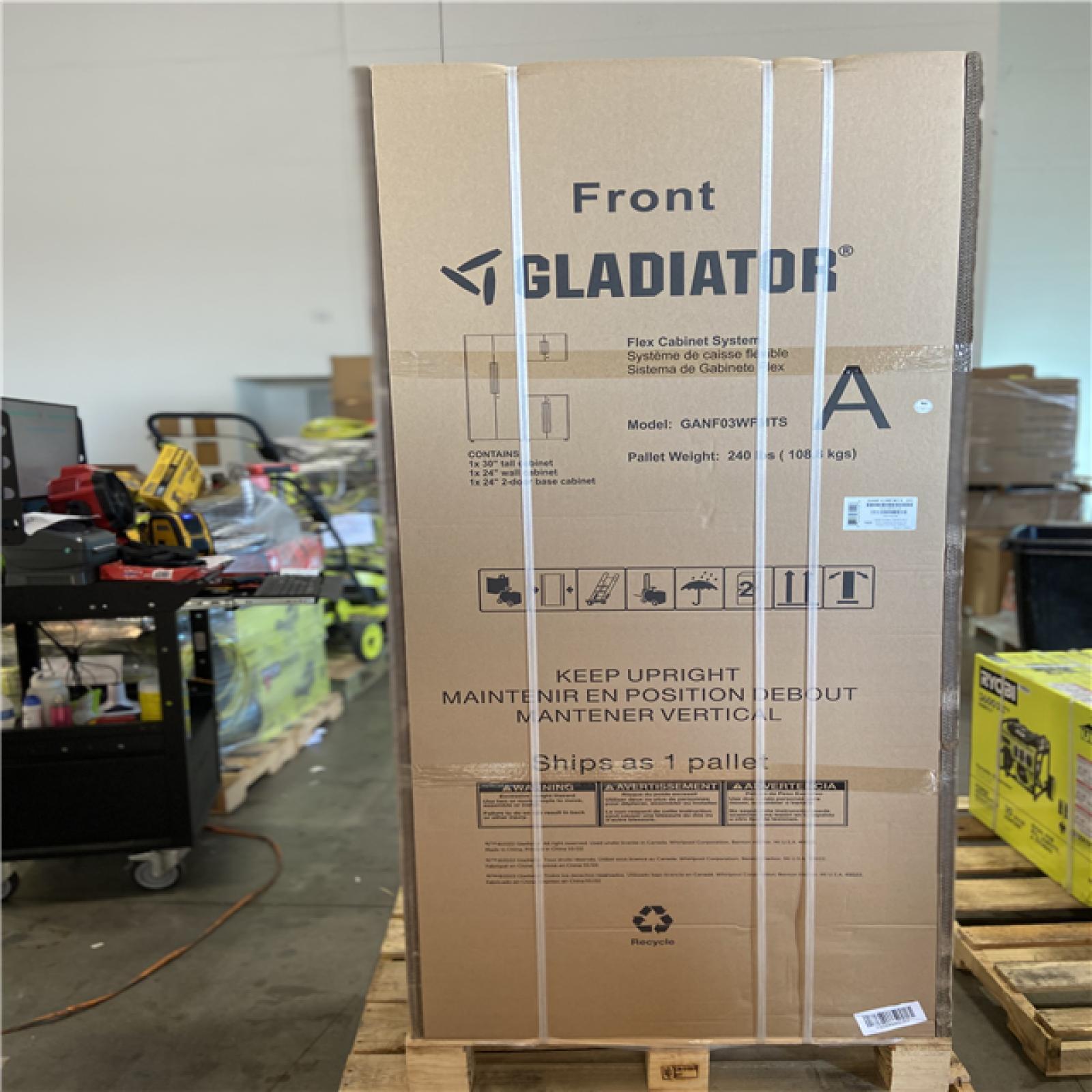 DALLAS LOCATION - Gladiator Flex 54 in. W x 75 in. H x 19 in. D Pre-Assembled 24 Gauge Welded Steel 3-Piece Garage Storage System in Silver Tread