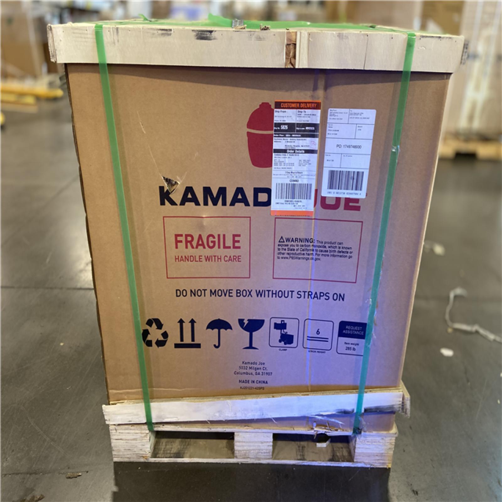 DALLAS LOCATION -Kamado Joe Classic Joe II 18 in. Charcoal Grill in Red with Cart, Side Shelves, Grate Gripper, and Ash Tool