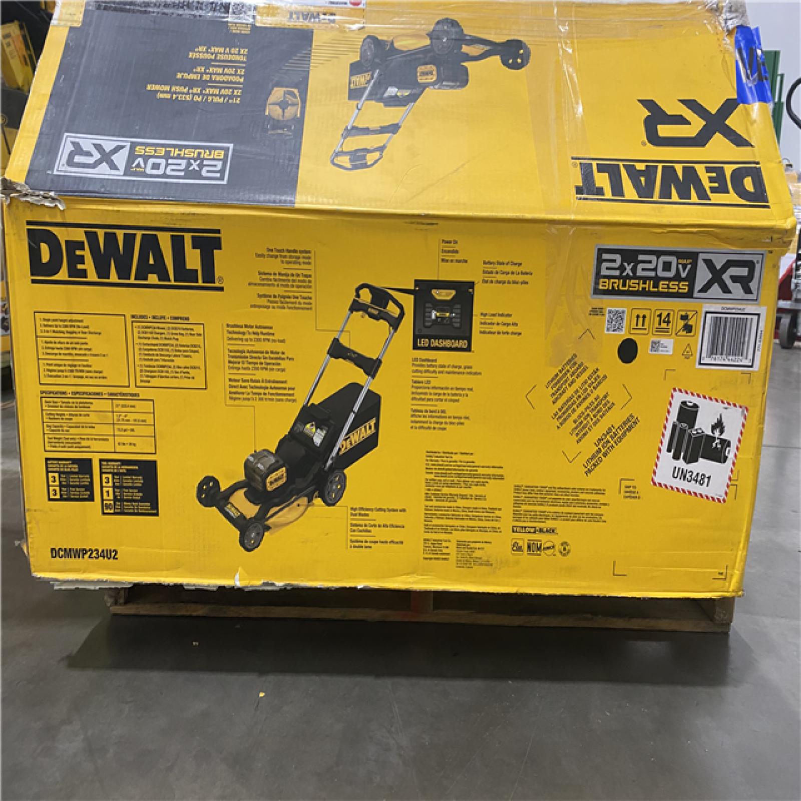 Dallas Location - As-Is DeWalt 2X20V MAX DCMWP234U2 21 in. 20 V Battery Lawn Mower Kit (Battery & Charger)