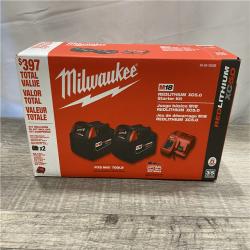 NEW - Milwaukee 18-Volt Lithium-Ion XC Starter Kit with Two 5.0Ah Batteries and Charger